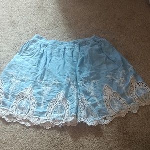 Blue and white lace skirt